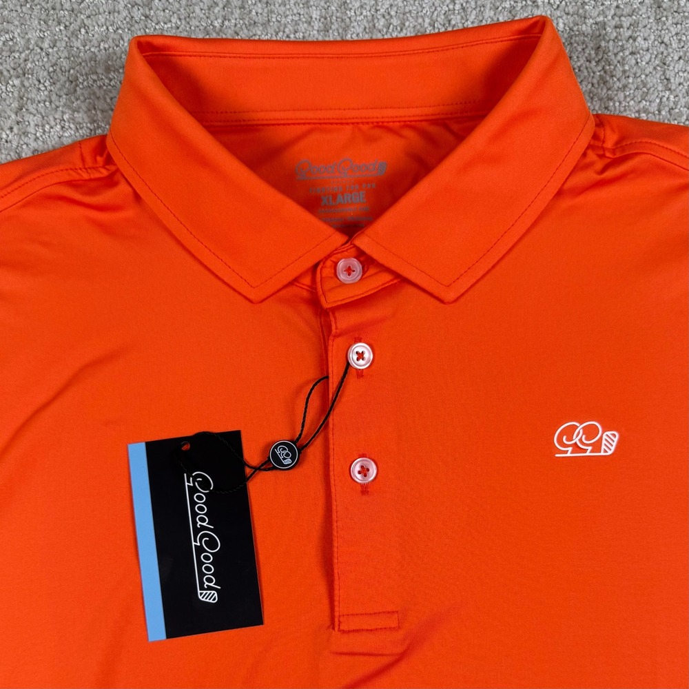 NEW Good Good Mens XL Orange Sunset Performance Golf Polo Shirt GG1042